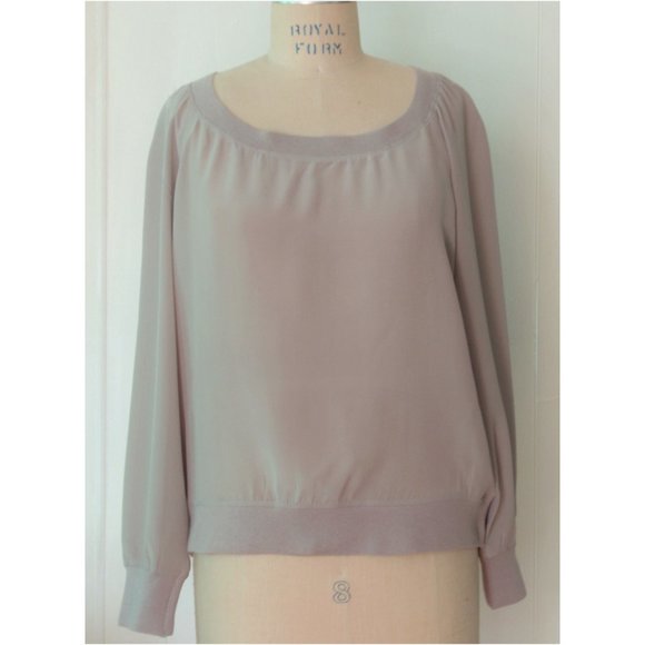 Forever 21 Tops - NEW FOREVER 21 GRAY SHEER SILK SWEATSHIRT BLOUSE L